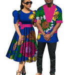 African Clothes for Couples Women&#39;s Dresses and Men&#39;s Shirt Sets Lover Clothes Floral Print Maxi Dress Dashiki Party Wear Wyq470
