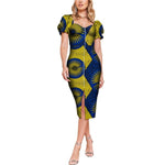 African Cotton Dashiki Wax Print Pattern Ankara Patchwork Dress for Women X12002