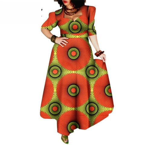 African Style Dresses for Women Elegant Evening Gowns African Party Dress Maxi Ankara Floral Printed Robe Africaine Femme WY092