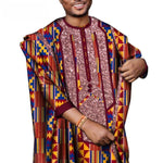 African Dashiki Men Outfit Nigerian Agbada Robe Suit 3 Piece Set Loose Coat and Fit Shirt and Pant Abaya Bazin Riche Men WYN1640
