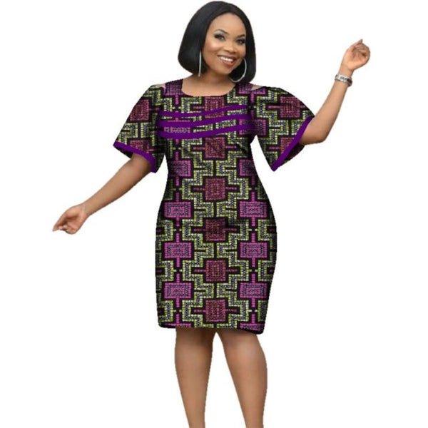 L-4XL Big Size African Dresses For Women Africa Clothes Solid Color Dashiki  Clothing Ankara Office Lady Dress Large Size 3XL