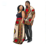African Couple Clothing Woman Long Skirt and Man shirt  V11637