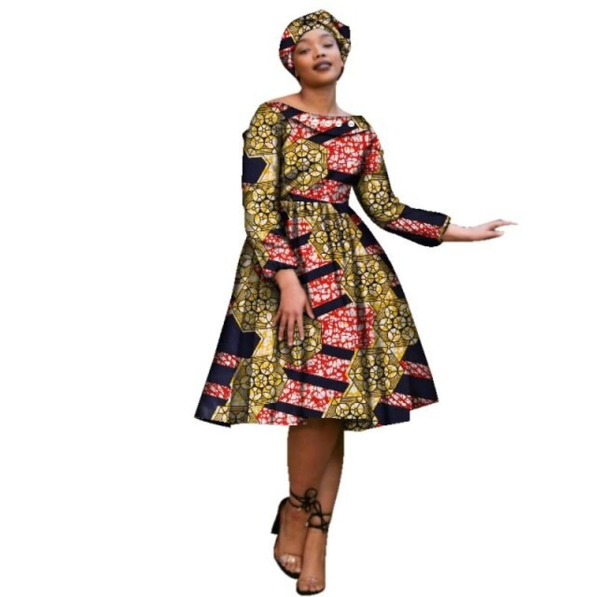 African Cotton Dashiki Wax Print Pattern Ankara Dress With Decorative ...