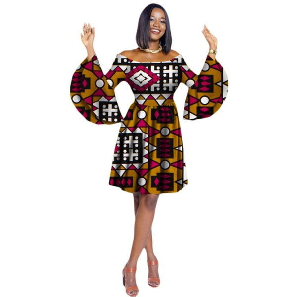 African Cotton Dashiki Wax Print Pattern Ankara Dress for Women X12009