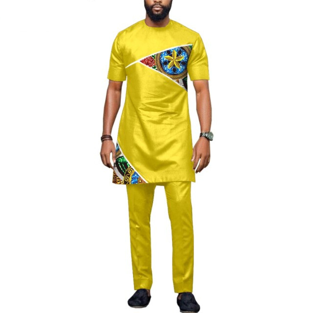 African Clothing 100% Cotton Patchwork Short Sleeve Senator Design Top ...