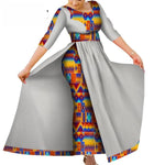 African Women&#39;s Dress Bazin Riche Traditional Ankara Print Lady Dress with Skin Fashion Robe Afrcaine Femme Lady Evening Gowns