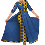 African Women&#39;s Dress Bazin Riche Traditional Ankara Print Lady Dress with Skin Fashion Robe Afrcaine Femme Lady Evening Gowns