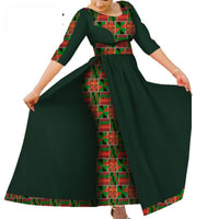 African Women's Dress Bazin Riche Traditional Ankara Print Lady Dress with Skin Fashion Robe Afrcaine Femme Lady Evening Gowns