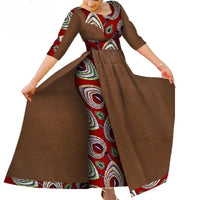 African Women's Dress Bazin Riche Traditional Ankara Print Lady Dress with Skin Fashion Robe Afrcaine Femme Lady Evening Gowns