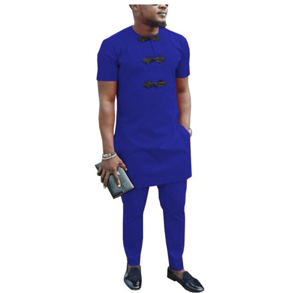 African Men Clothing Senator 2-Piece Set Short Sleeve Style Y31880