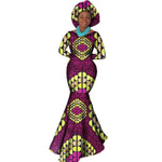 African Style Long Dress For Women Cotton Print Kitenge Ankara Sexy X11396