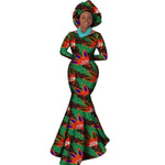 African Style Long Dress For Women Cotton Print Kitenge Ankara Sexy X11396