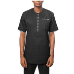 African Clothing Men Senator Style Short Sleeve 2-Piece Set Y31853