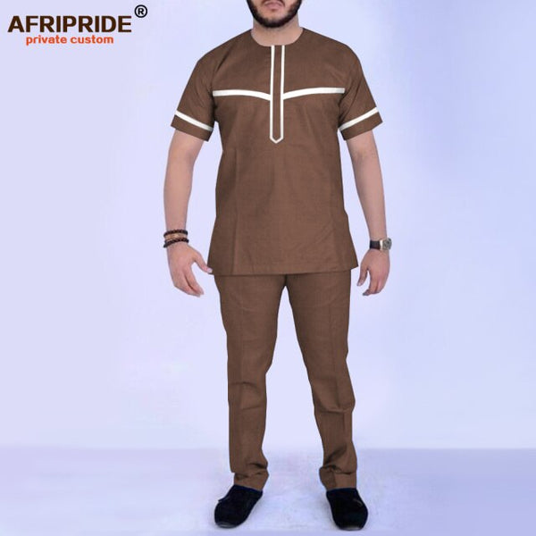 African Clothing for Men Senator 2-Piece Set Short Sleeve Style Y31886