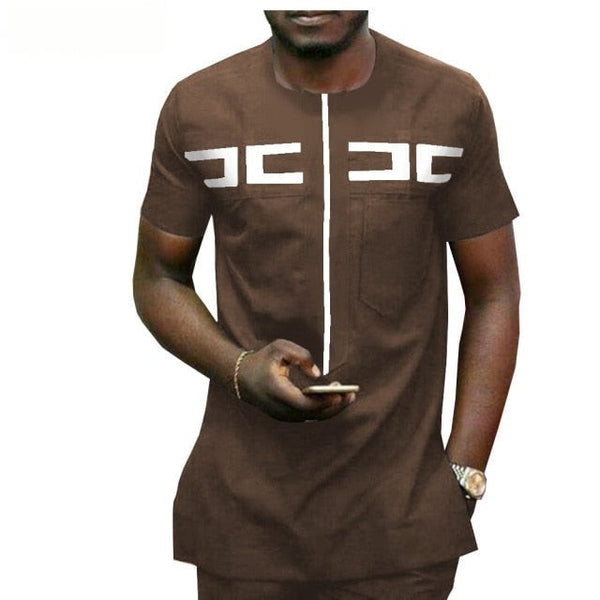 African Men Senator Style 2-Piece Set Short Sleeve Y31873