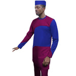 African Men Clothing Senator Style Long Sleeve 3-Piece Set with Hat Y31845