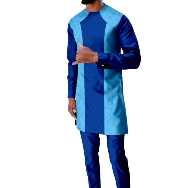 African Print Men Shirts and Ankara Pants 2 Piece Set Traditional Fashion Wear Plus Size