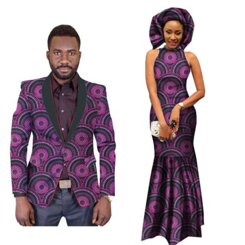 African Clothing Family Couple Dashiki Cotton Print Man Slim-Fit  V11669