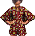 Bazin African Wax Print Dashiki Jumpsuit Plus Size Cloak Romper Jumpsuit Cloak Playsuit African Clothes for Women WY393