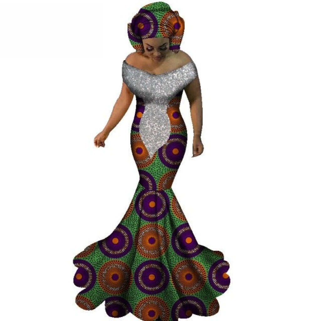 2022 African Dresses for Women Summer Elegent African Women Sequin Solid  Color Knee-length Dress African Clothes Women | Grand Rising Meaning African