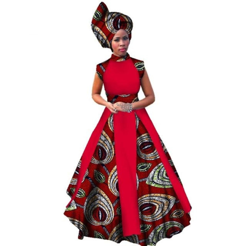 Dashiki African Women Evening Sleeveless Maxi Dress with Head X11340 ...