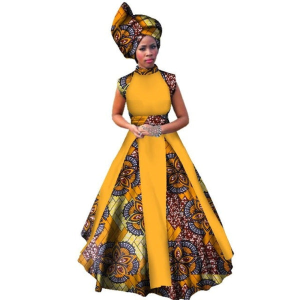 Dashiki African Women Evening Sleeveless Maxi Dress with Head X11340 ...