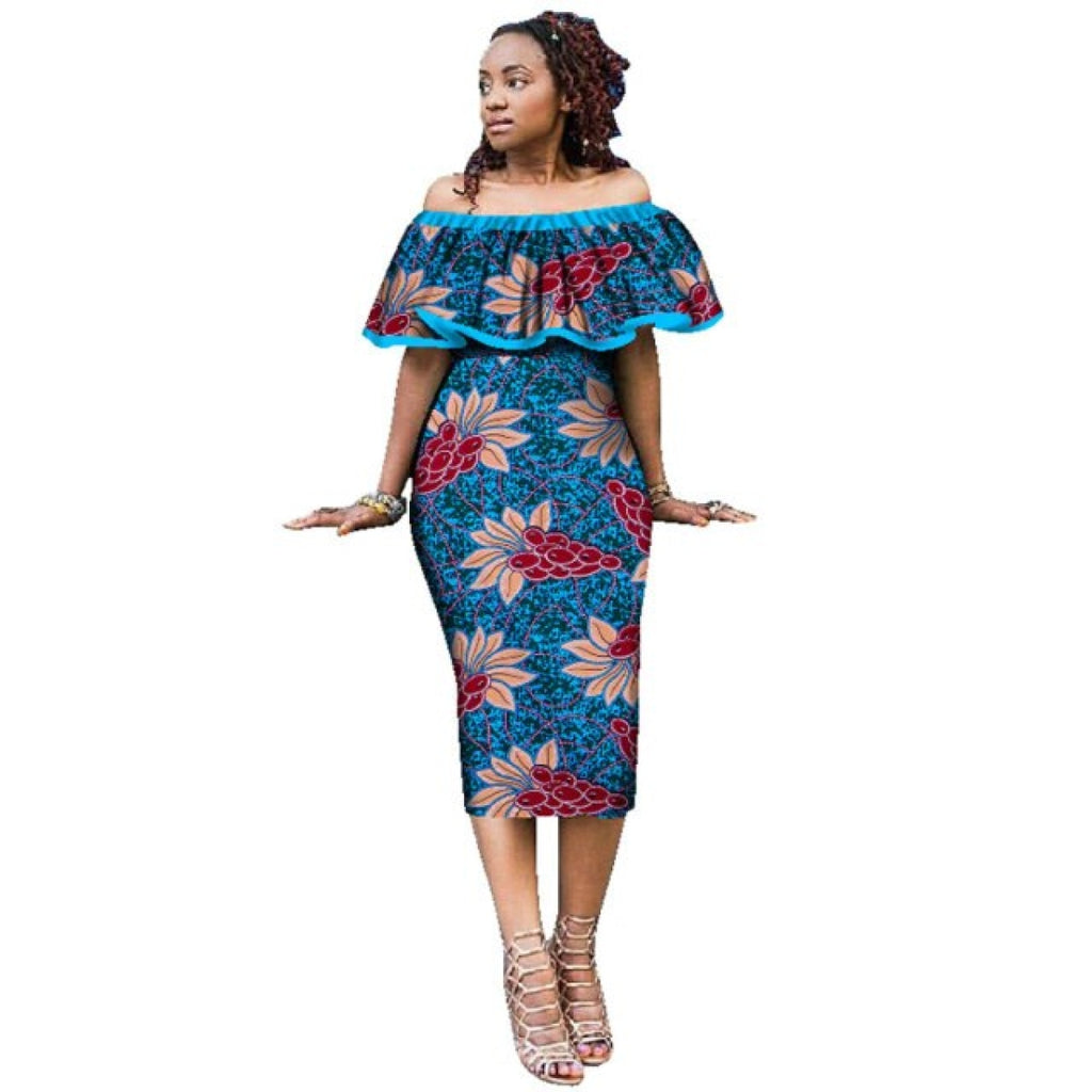 African Cotton Dashiki Wax Print Pattern Ankara Plus Size Ruffles Sexy ...