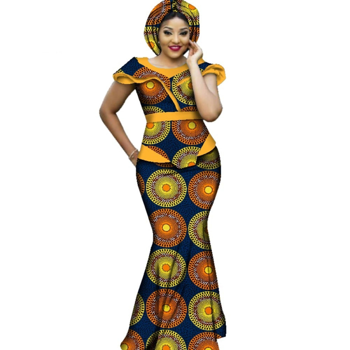 African Style Long Dress Women Cotton Print Kitenge Ankara Bazin X1139 ...