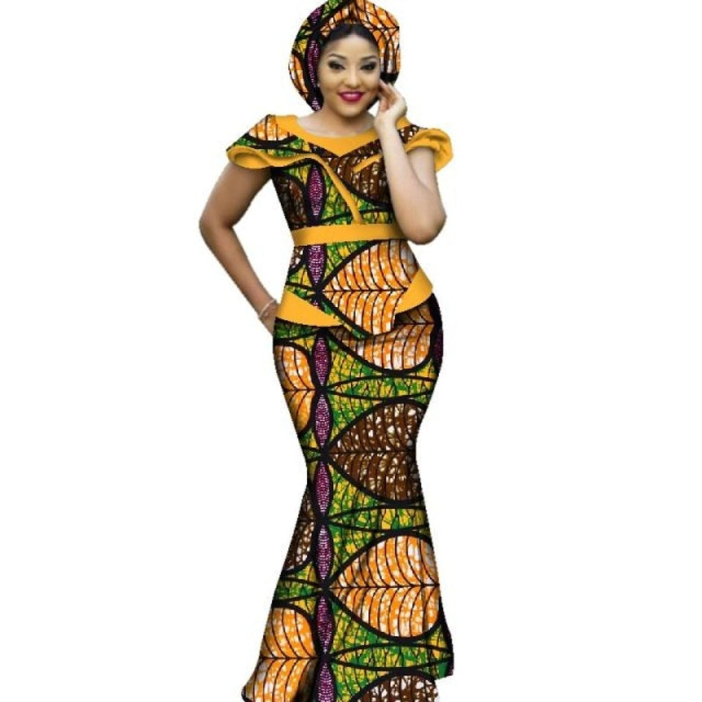 African Dresses For Women 100% Cotton African Fashion Design Bazin Riche  Dress | eBay