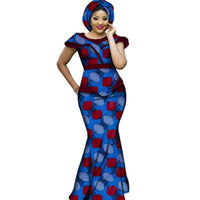 African Style Long Dress Women Cotton Print Kitenge Ankara Bazin  X11392