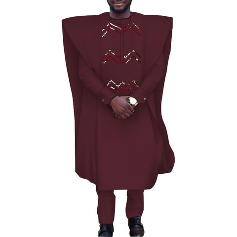 African Style Clothes for Men Bazin Riche Dashiki Men&#39;s Suits Nigeria Agbada Dubai Robe Casual Loose Summer Attire WYN1323