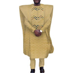 African Style Clothes for Men Bazin Riche Dashiki Men&#39;s Suits Nigeria Agbada Dubai Robe Casual Loose Summer Attire WYN1323