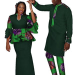 African Traditional Clothes for Couple Dashiki Men&#39;s Suits and Printed Lady&#39;s Suits Patchwork Lovers Outfits for Wedding Party