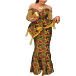 New Dashiki African Bazin Riche Draped Tops and Skirt Sets for Women Office Vestidos African 2 Piece Skirts Sets Clothing WY6921