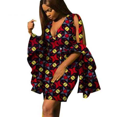 African Cotton Dashiki Wax Print Pattern Ankara Dress for Women X11995