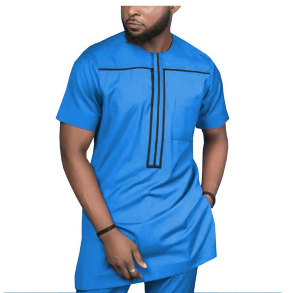 African Men Style 2-Piece Set Short Sleeve Senator Design Y31871