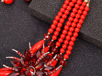 Nigerian Wedding Indian Jewelry Women Crystal Flower Statement  Q50216