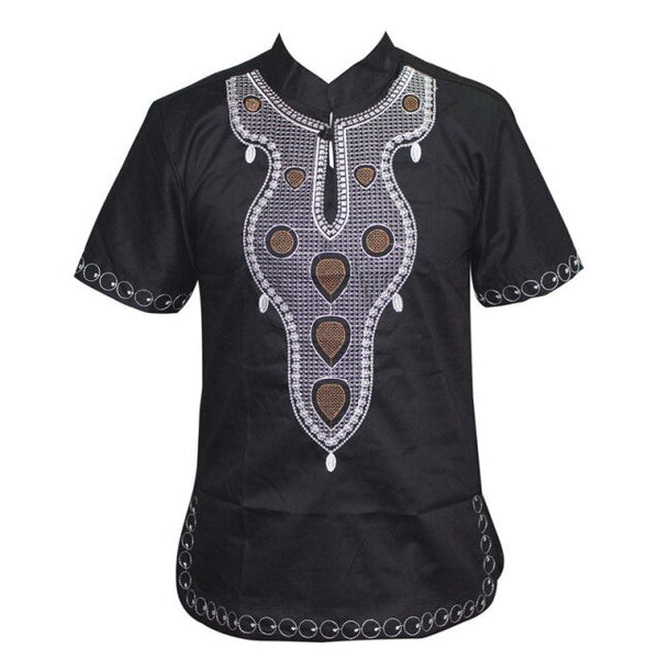 African Men Mali Embroidery Casual turtleneck T-Shirt Top Y20464