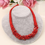 Minhin Brilliant Red Natural Stone Pendant Choker Necklace Delicate Coral Q50164