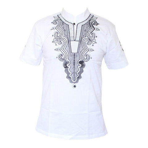 African Cotton Men/Women Embroidery Design Causal T-Shirt 5  Y20454