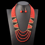 African Bead Jewelry Sets Bohemian Necklace Pendant Multi Layer  Q50214