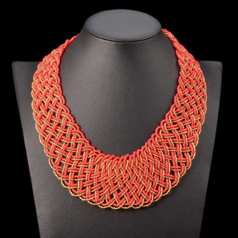 Bohemian Handmade Bib Beads Ethnic Vintage Statement Choker Women Collar Necklace