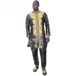 Traditional Men Long sleeves African Bazin Riche Wedding Suit