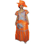 African Style For Women Embroidery Bazin Clothing Long Dress with Scarf X21245