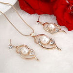 Elegant Simulated Pearl Bridal Jewelry Sets Gold Silver Plated Leaf Q50184