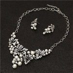 Elegant Simulated Pearl Bridal Jewelry Sets Gold Silver Plated Leaf Q50184