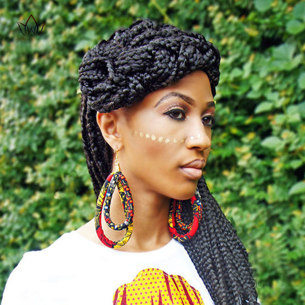African Fabric Earrings Handmade Style with Tassels For Q11778