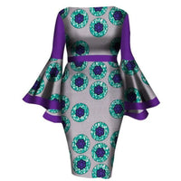 African Women Dashiki Cotton Wax Print  Dress X11934